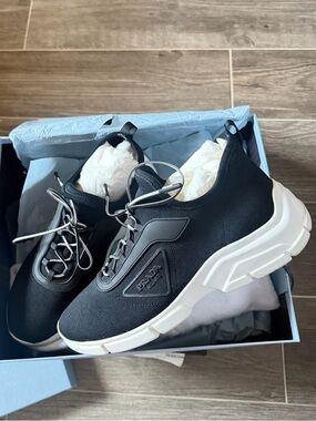 PRADA Black Knit Trainer Sneakers size 39EU